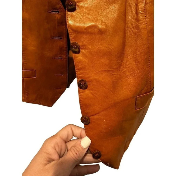 The Leatherman Of California Leather Sleeveless Button Front Vest Size 10 - Picture 6 of 9
